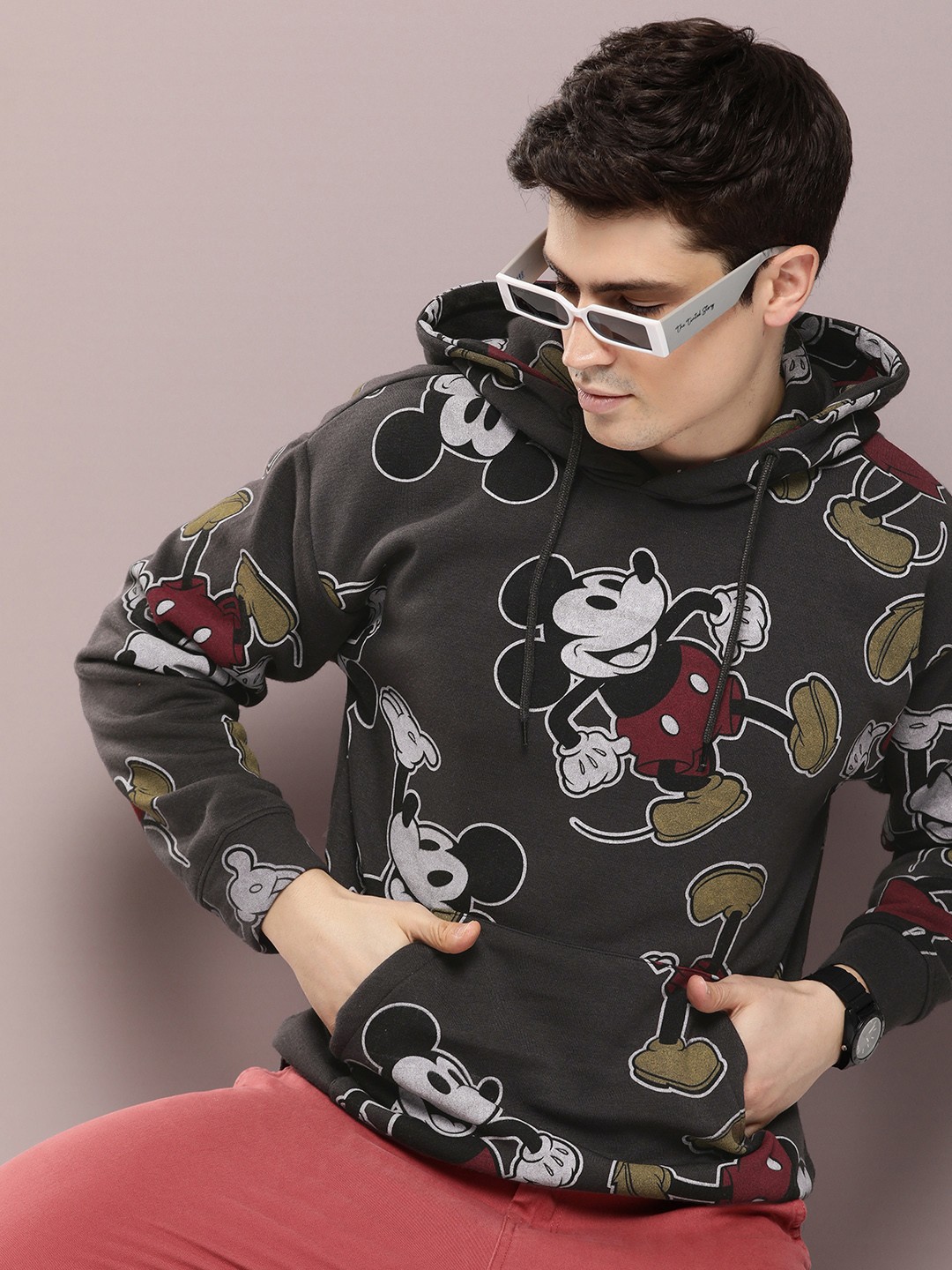 

Kook N Keech Men Graphic Printed Hooded Sweatshirt, Charcoal