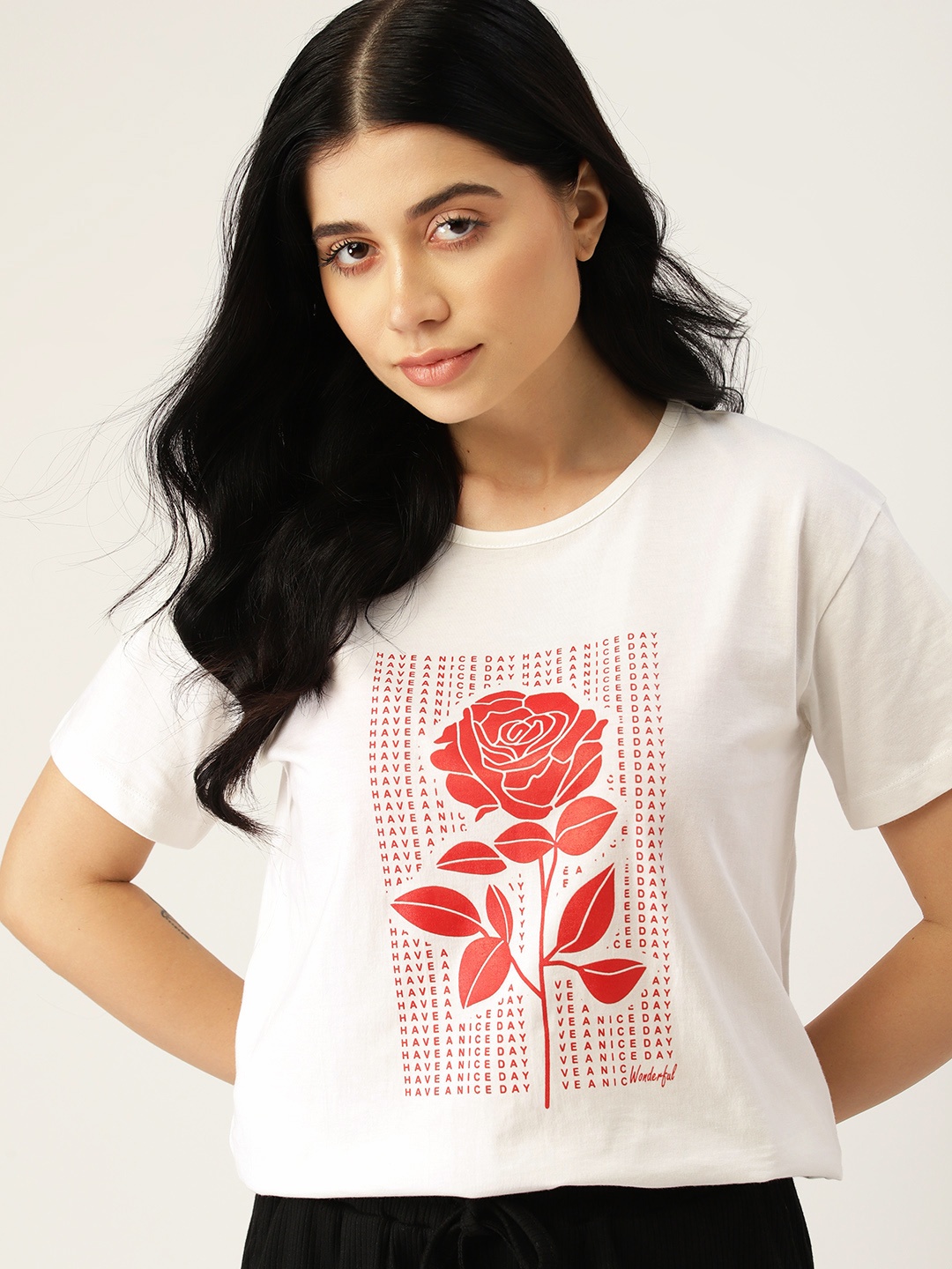 

ETC Women Graphic Printed Regular Fit T-shirt, White