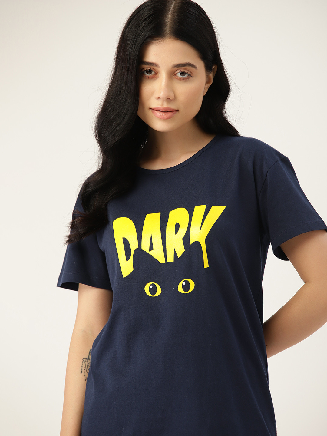 

ETC Women Graphic Printed Regular Fit T-shirt, Navy blue