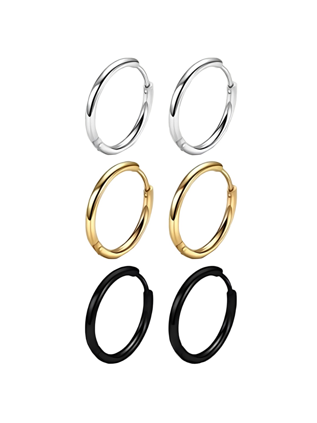

KARISHMA KREATIONS Set Of 3 Stainless Steel Circular Hoop Earrings, Gold
