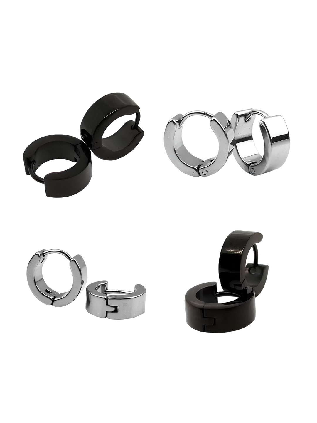 

KARISHMA KREATIONS Set Of 4 Stainless Steel Circular Hoop Earrings, Silver