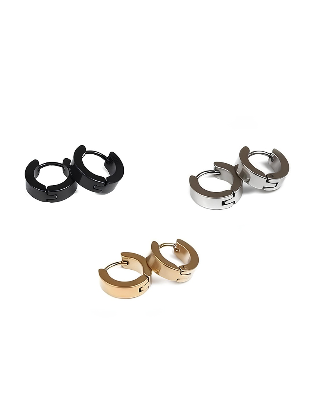 

KARISHMA KREATIONS Set Of 3 Stainless Steel Circular Hoop Earrings, Gold