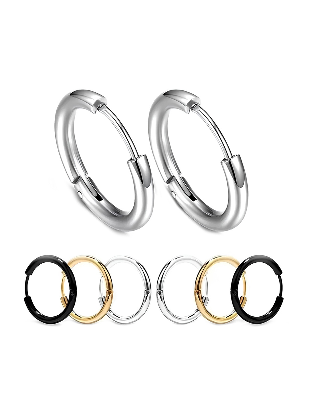 

KARISHMA KREATIONS Set Of 3 Stainless Steel Circular Hoop Earrings, Gold