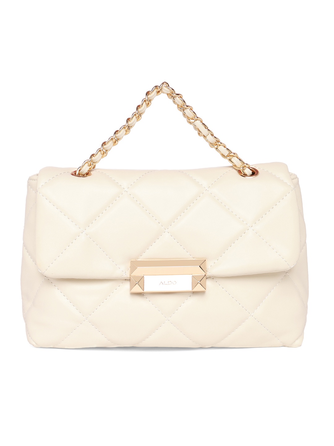 

ALDO Textured Structured Shoulder Bag with Quilted Detail, Off white
