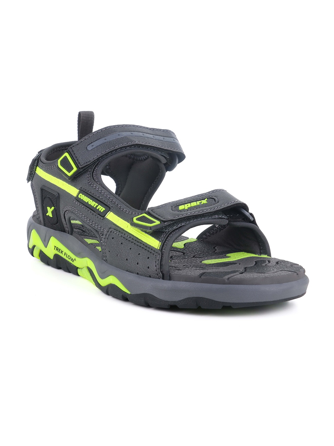 

Sparx Men Textured Sport Sandals With Velcro Closure, Grey