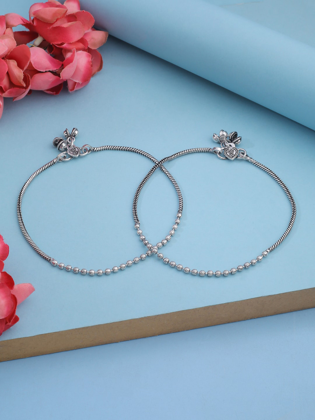 

VIRAASI Set Of 2 Silver-Plated Anklets