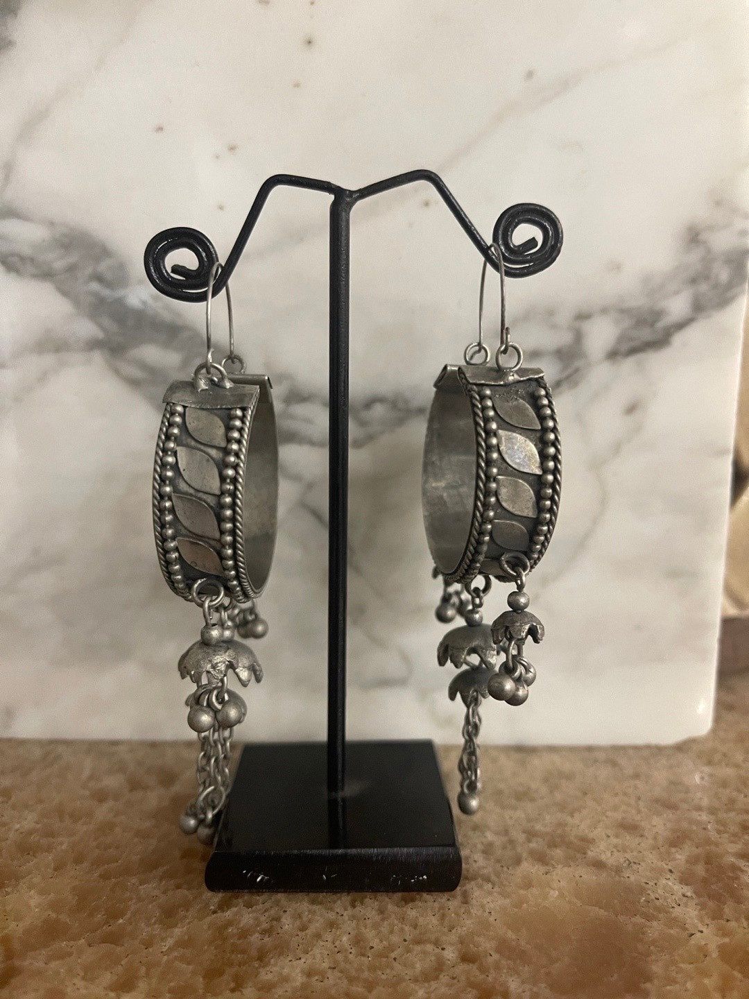 

Digital Dress Room Silver-Plated Circular Oxidized Silver Drop Earrings