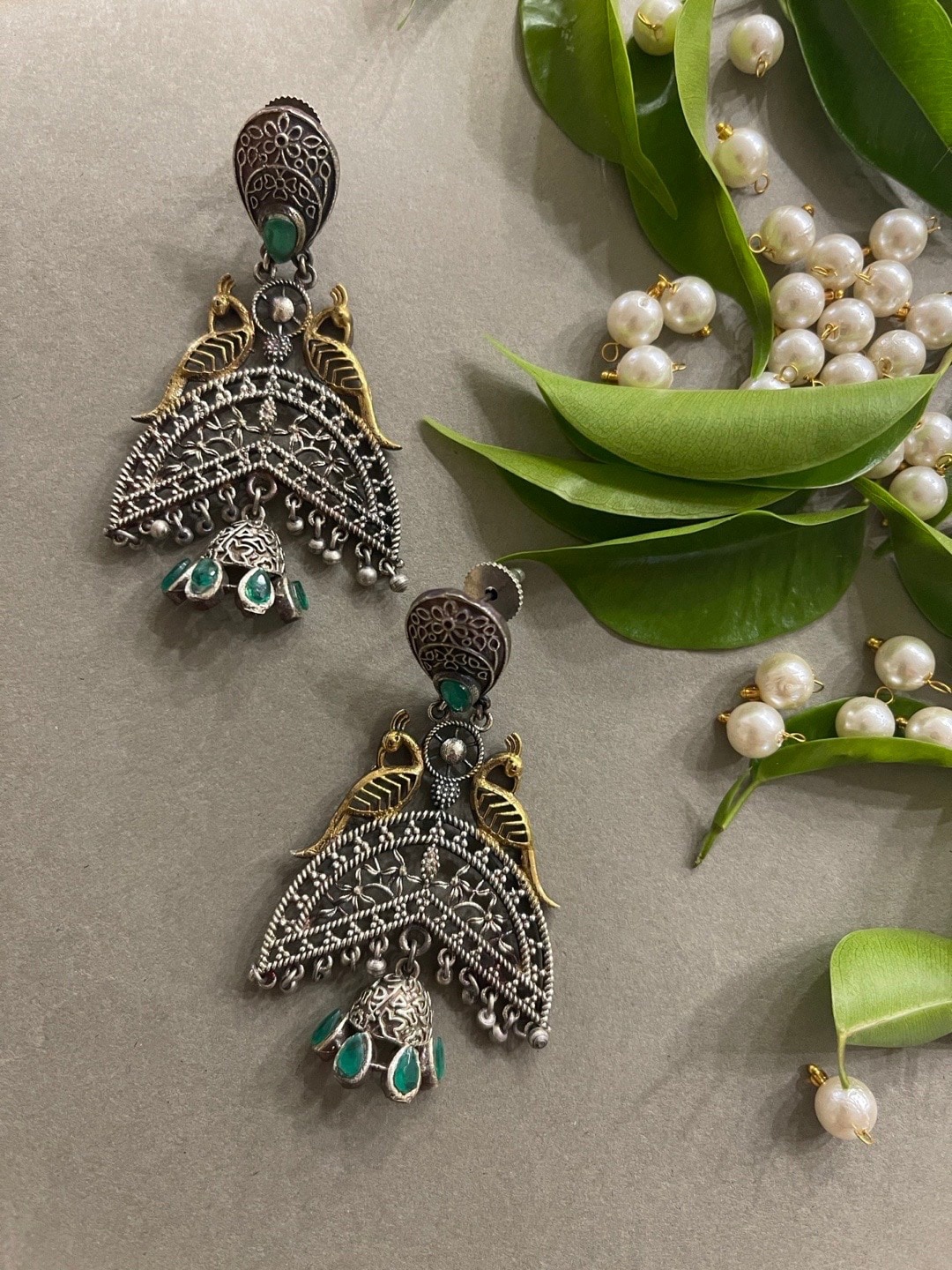 

Digital Dress Room Silver-Plated Peacock Shaped Drop Earrings