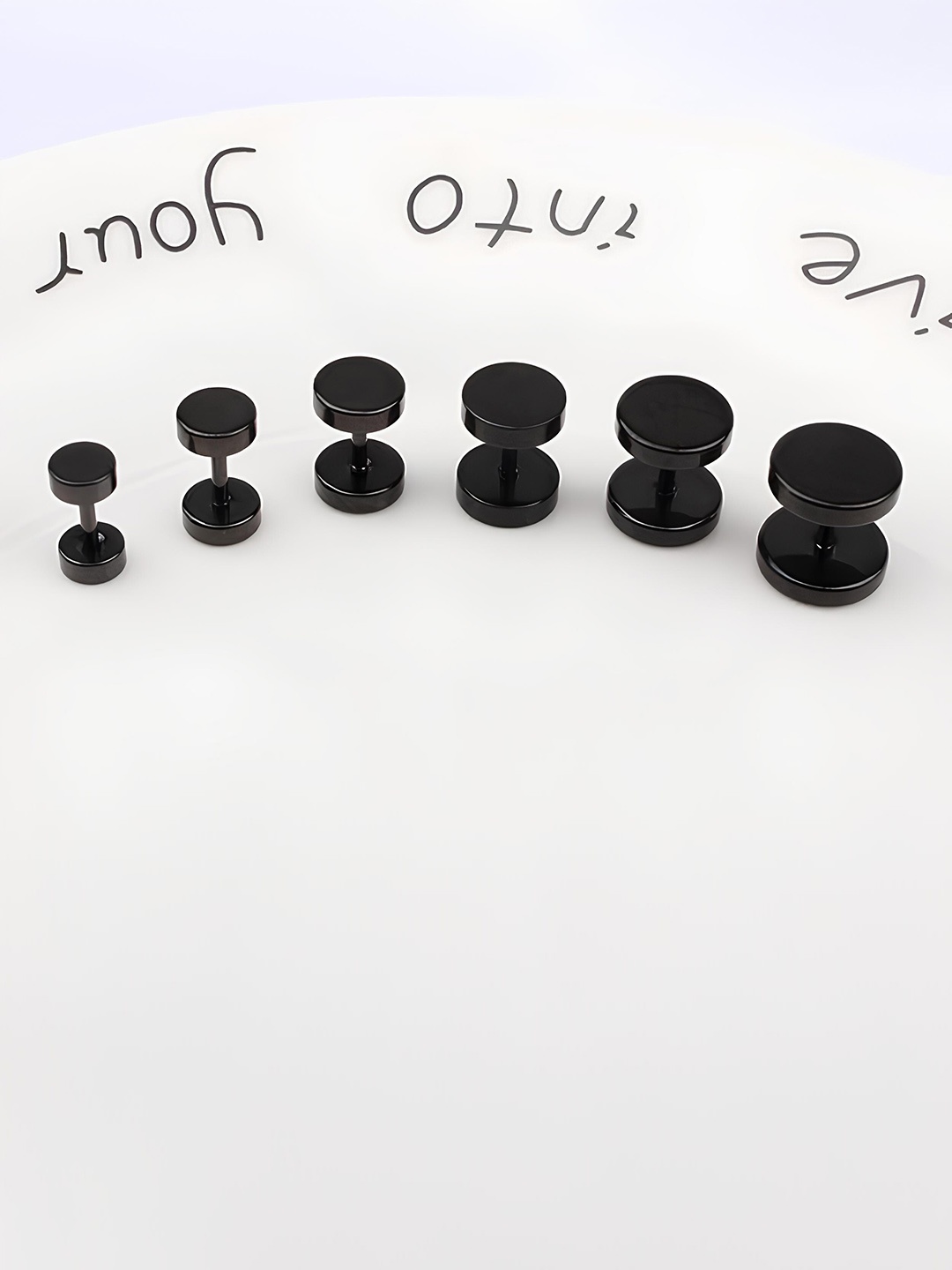 

KARISHMA KREATIONS Set Of 6 Stainless Steel Circular Stud Earrings, Black