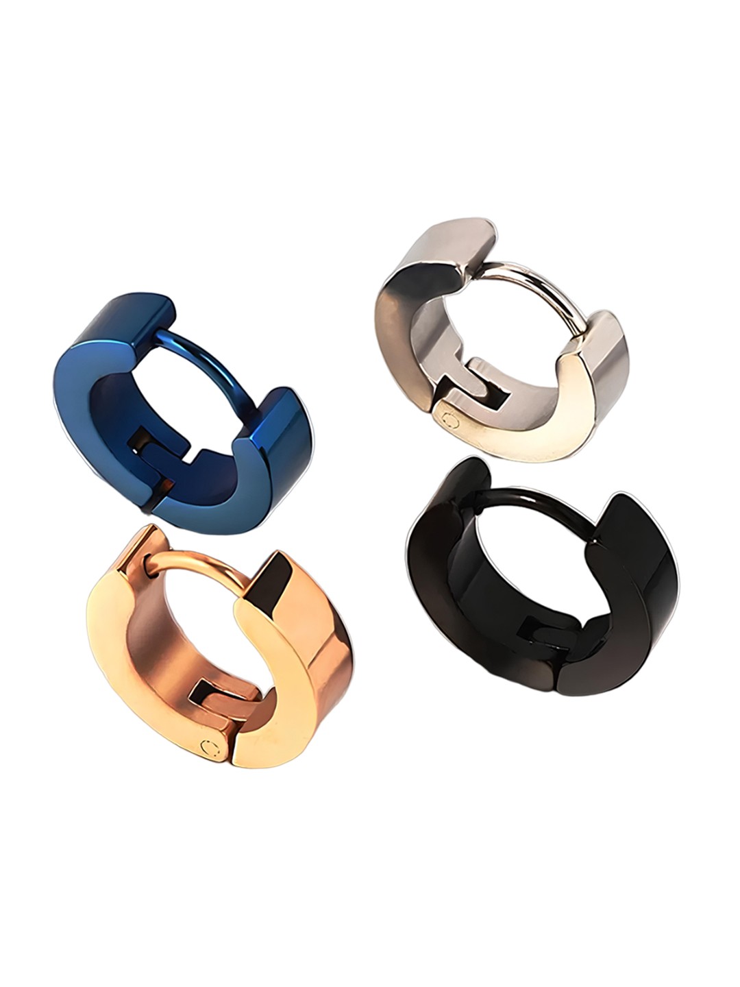 

KARISHMA KREATIONS Set Of 4 Stainless Steel Circular Hoop Earrings, Silver