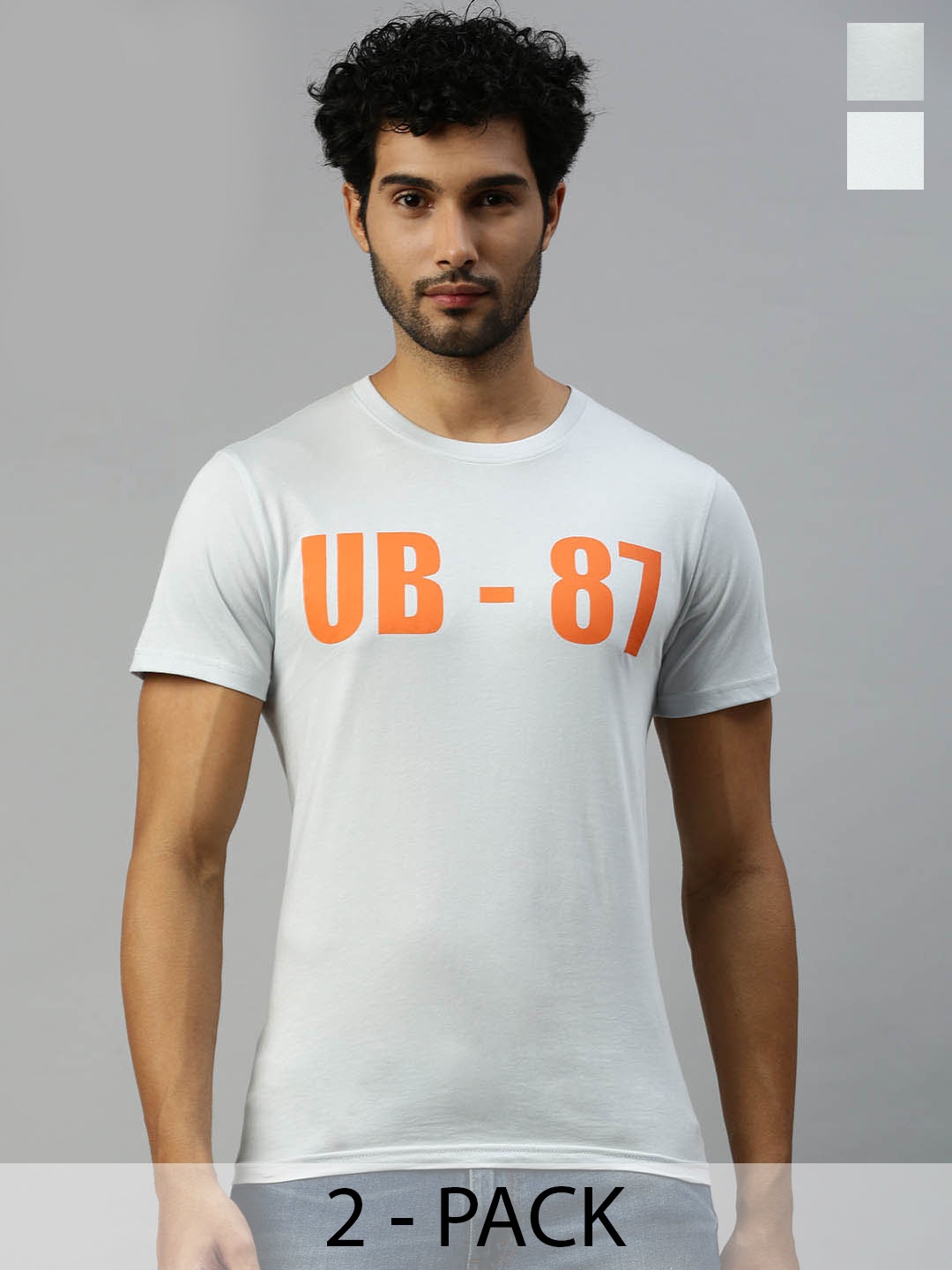 

Ramraj Pack Of 2 Typography Printed Pure Cotton T-shirts, Blue