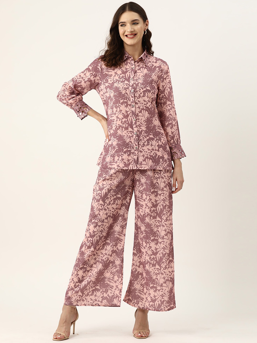 

Runway Dreams Floral Printed Shirt With Palazzo, Mauve