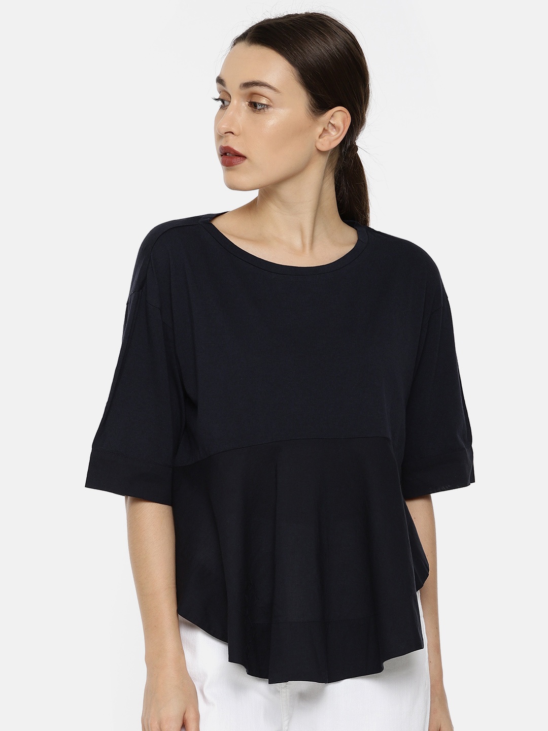

Vero Moda Women Navy Blue Solid Top