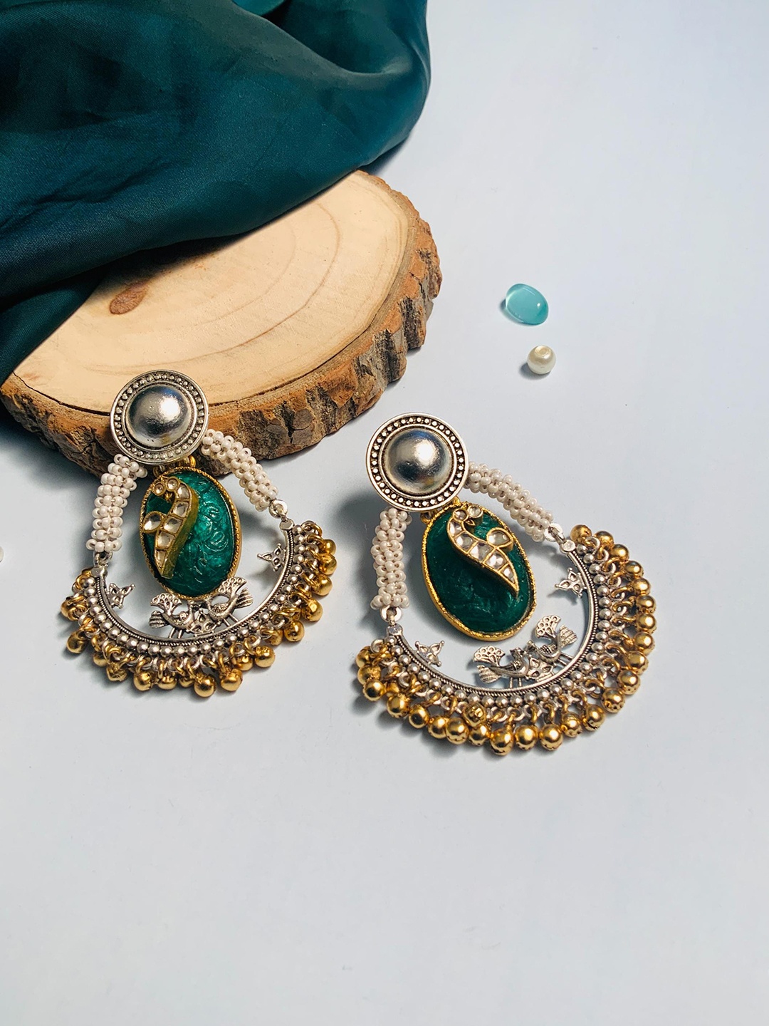 

ABDESIGNS Gold-Plated Stone Studded Drop Earrings