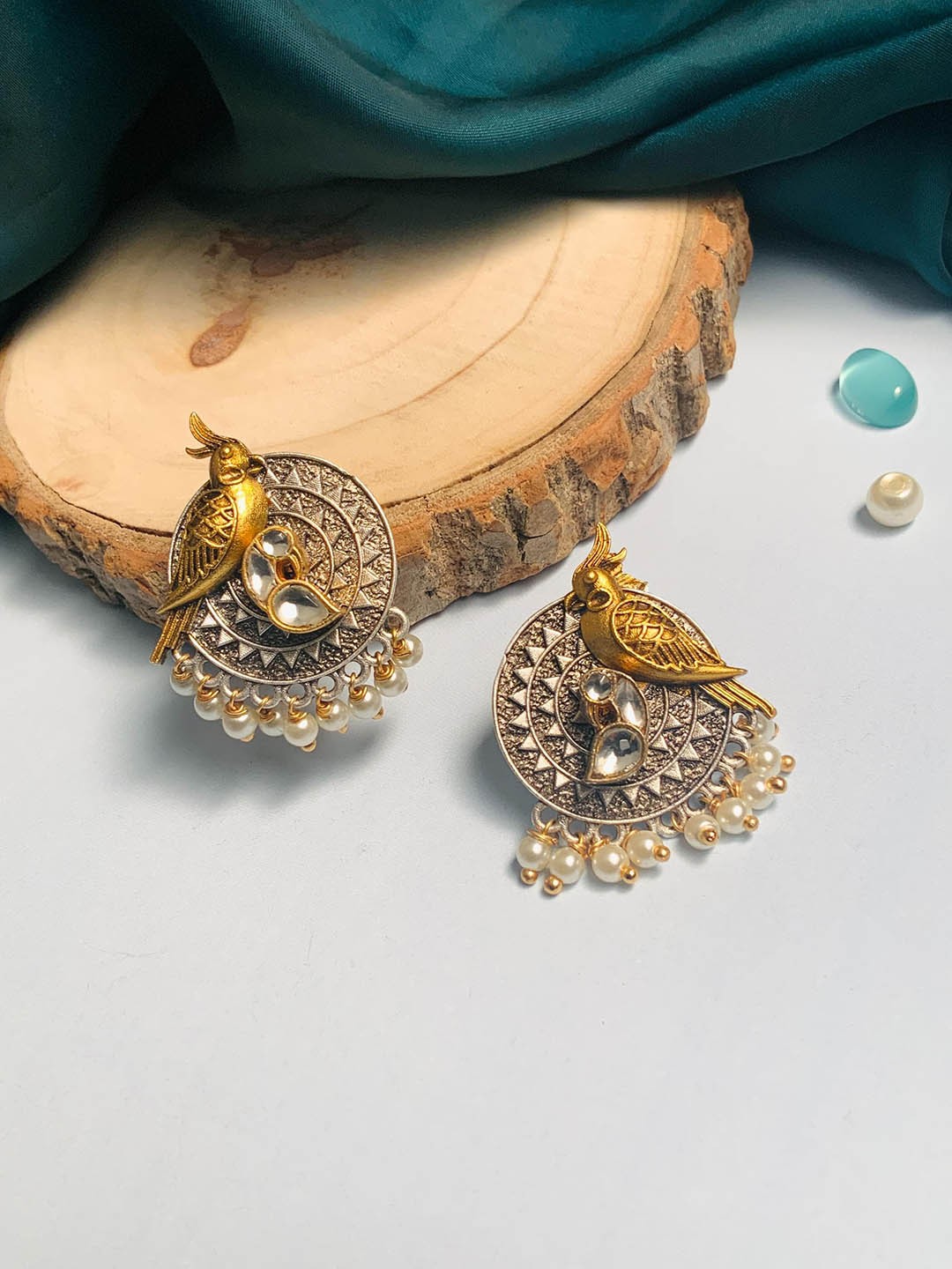 

ABDESIGNS Gold-Plated Stone Studded Stud Earrings