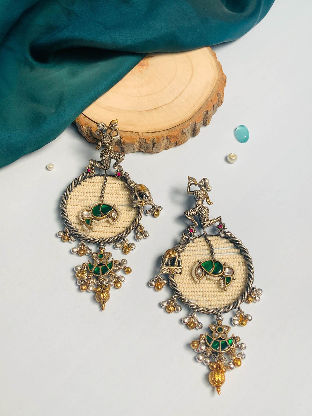 

ABDESIGNS Gold-Plated Stone Studded Drop Earrings