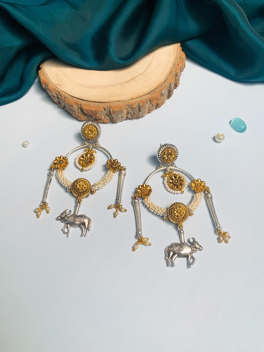 

ABDESIGNS Gold-Plated Stone Studded Drop Earrings