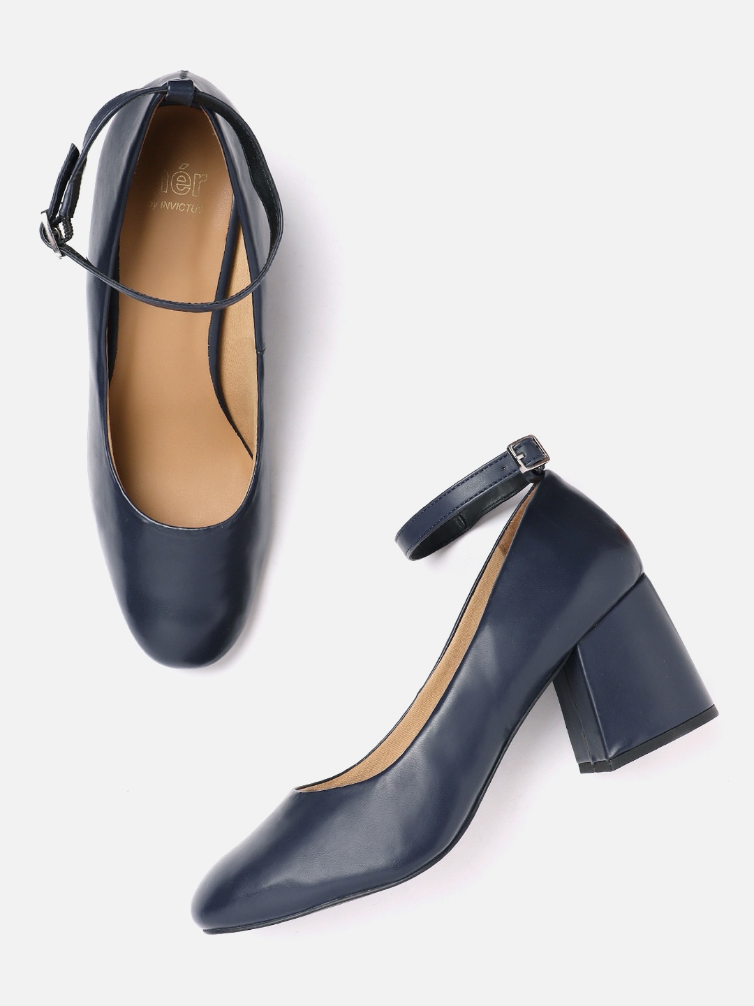 

her by invictus Mid-Top Block Heel Pumps, Navy blue