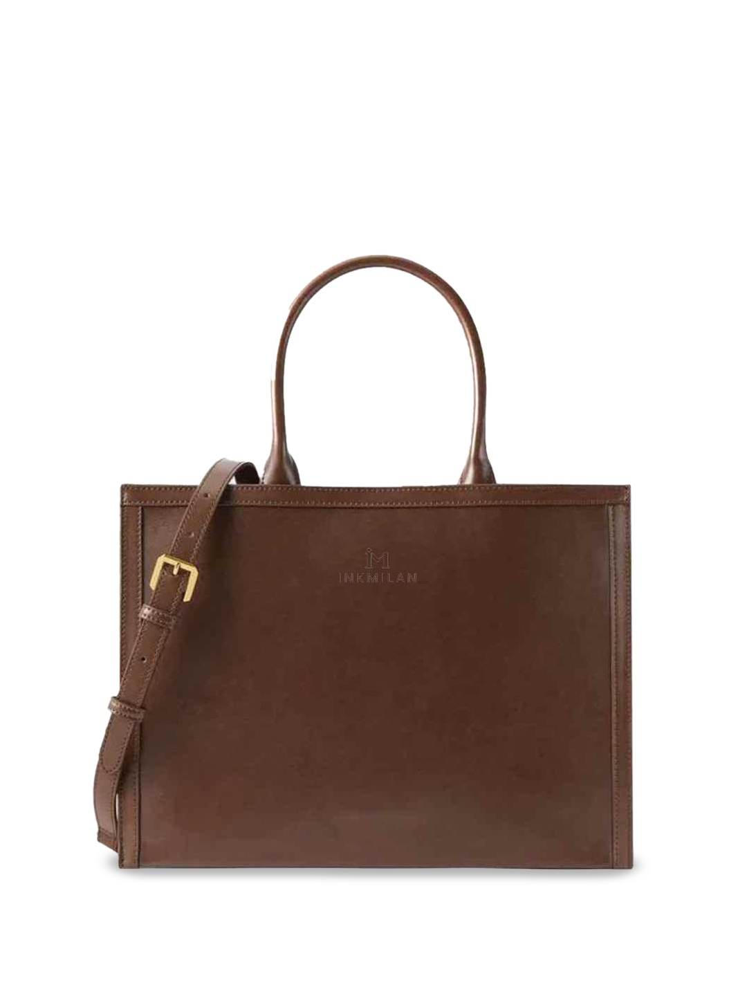 

INKMILAN Structured Tote Bag with Detachable Sling Strap, Brown
