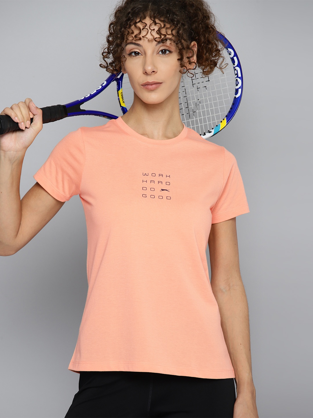 

Slazenger Women Typography Printed T-shirt, Peach