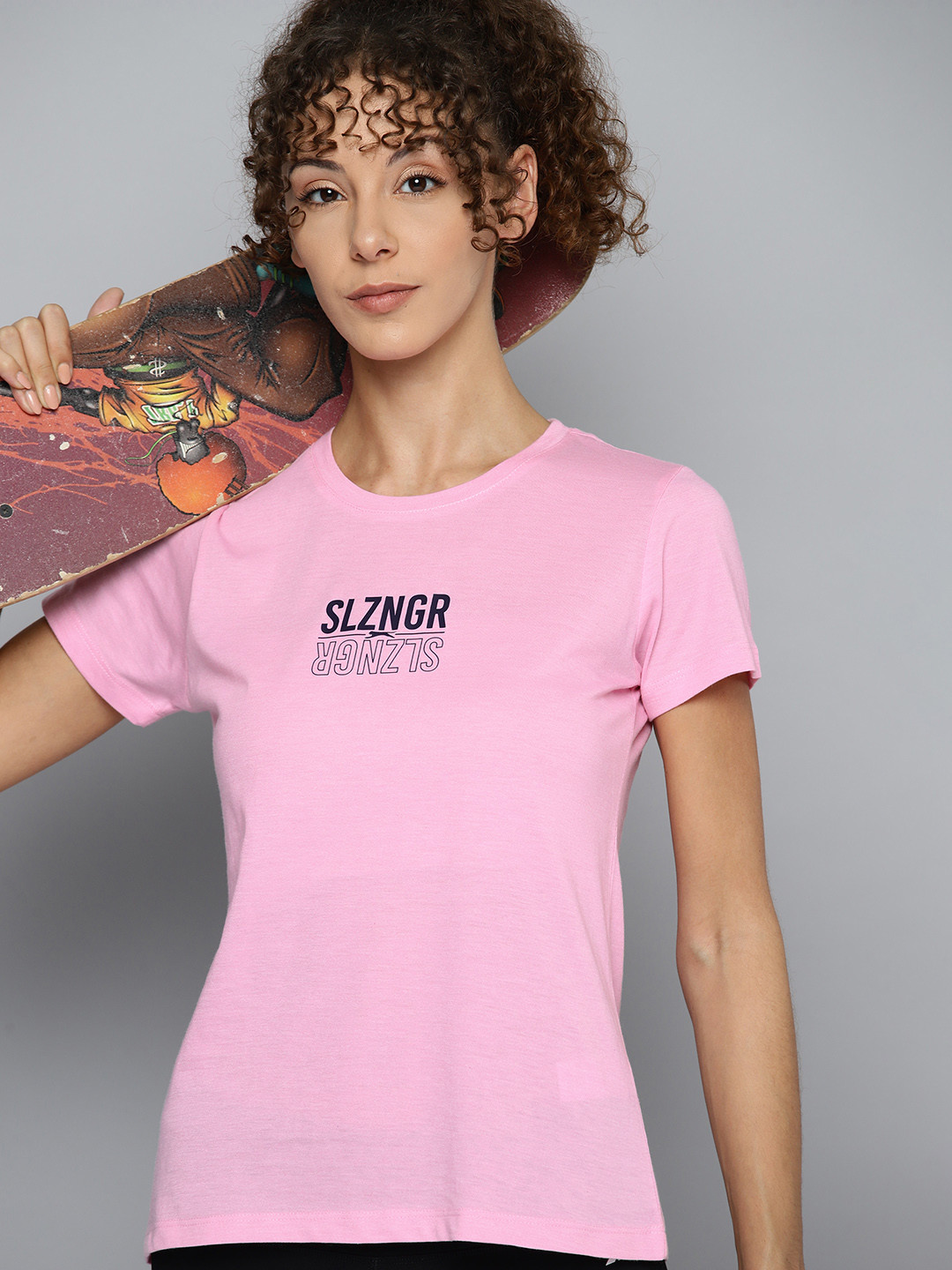 

Slazenger Women Typography Printed T-shirt, Pink