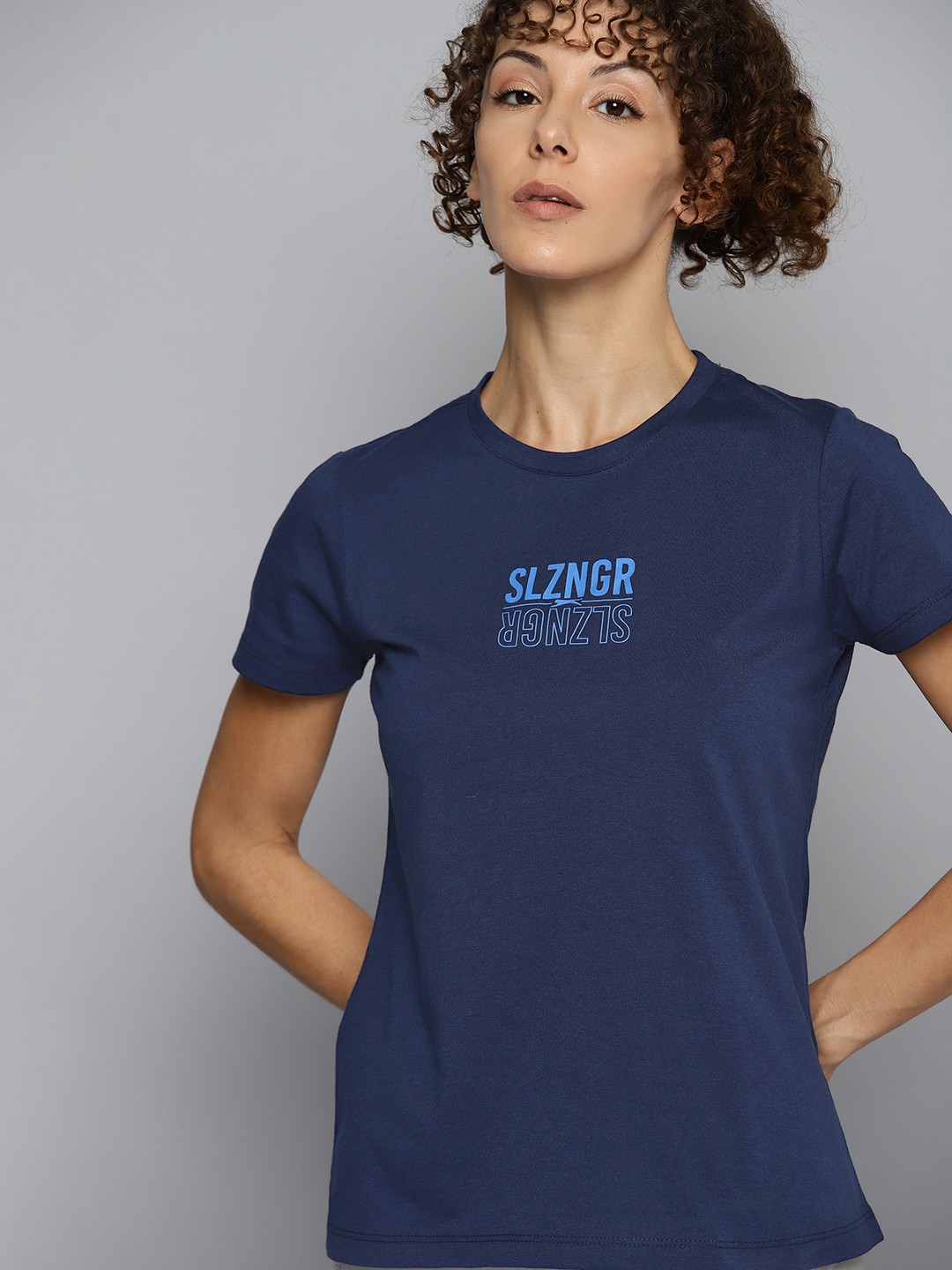 

Slazenger Women Typography Printed T-shirt, Navy blue