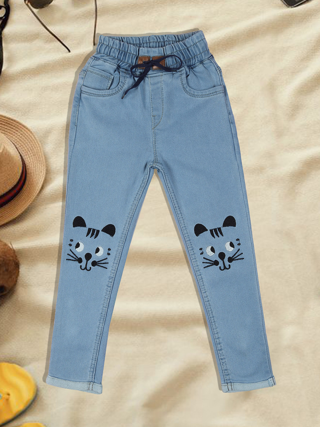 

A-Okay Boys Embroidered Jogger High-Rise Clean Look Jeans, Blue