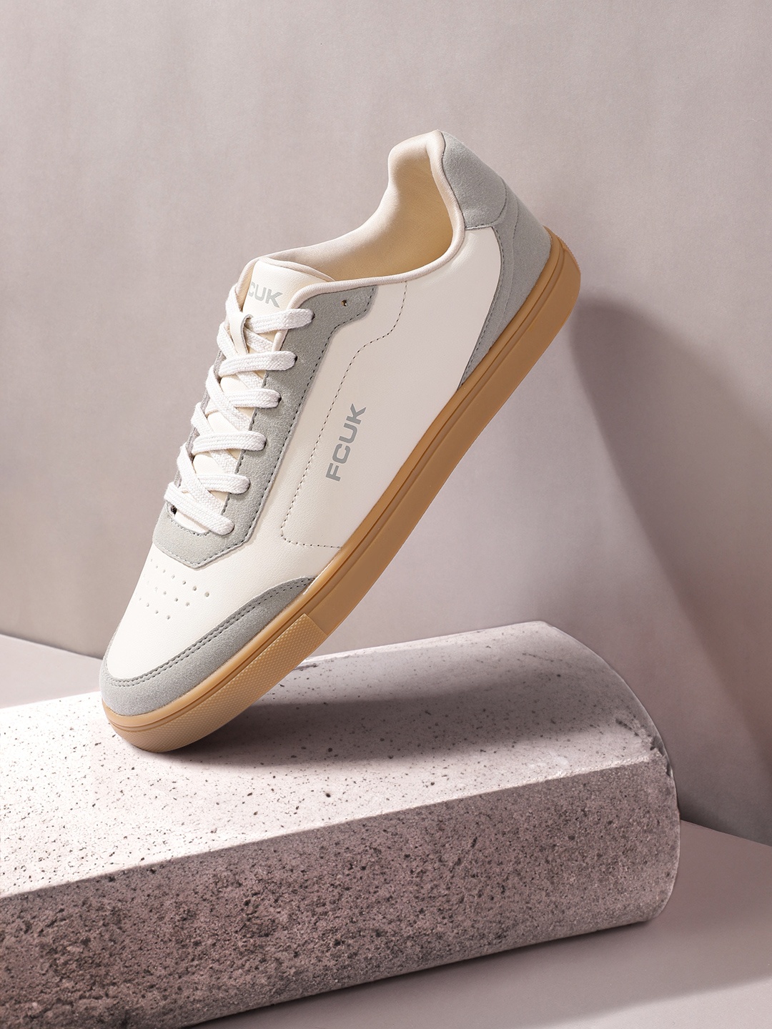 

FCUK Men Colourblocked Sneakers, Beige