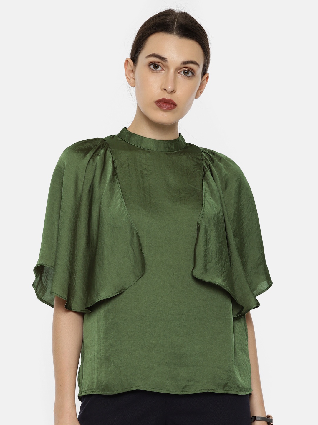 

Vero Moda Women Olive Green Solid Layered Top