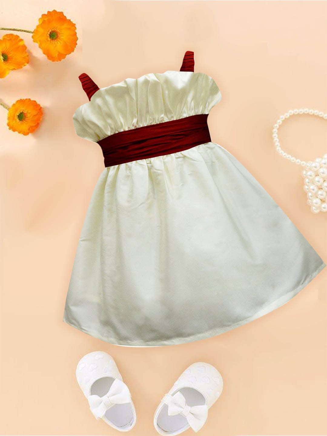 

A.T.U.N. Infant Girls Gathered Detailed Fit & Flare Dress, White