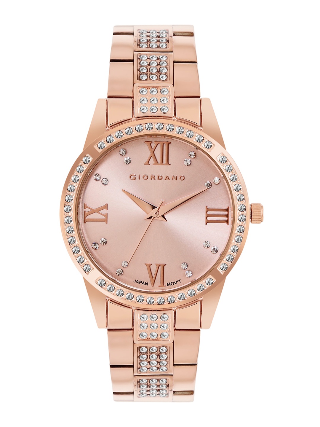 

GIORDANO Women Embellished Dial & Bracelet Style Straps Analogue Watch GZ-60066-33, Rose gold