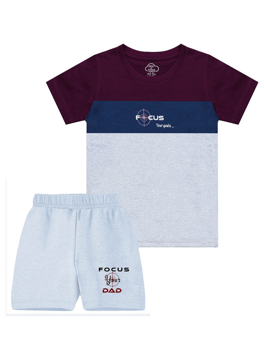 

MIST N FOGG Kids Colourblocked T-Shirt With Shorts, Grey