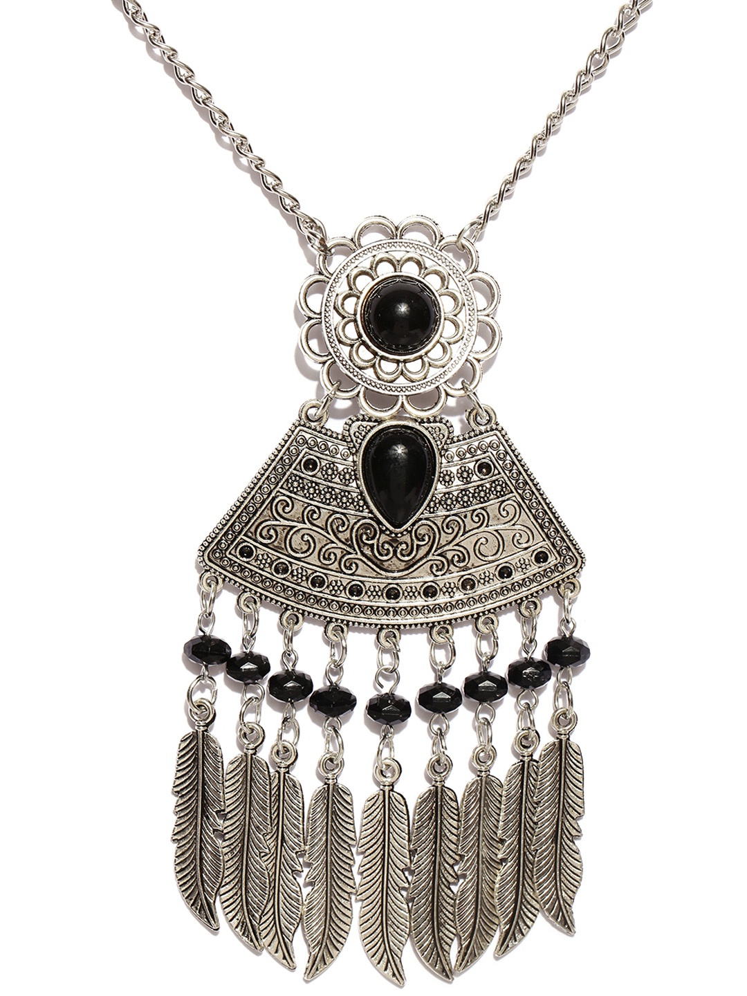 

Shining Diva Fashion Silver-Toned Metal Oxidised Necklace