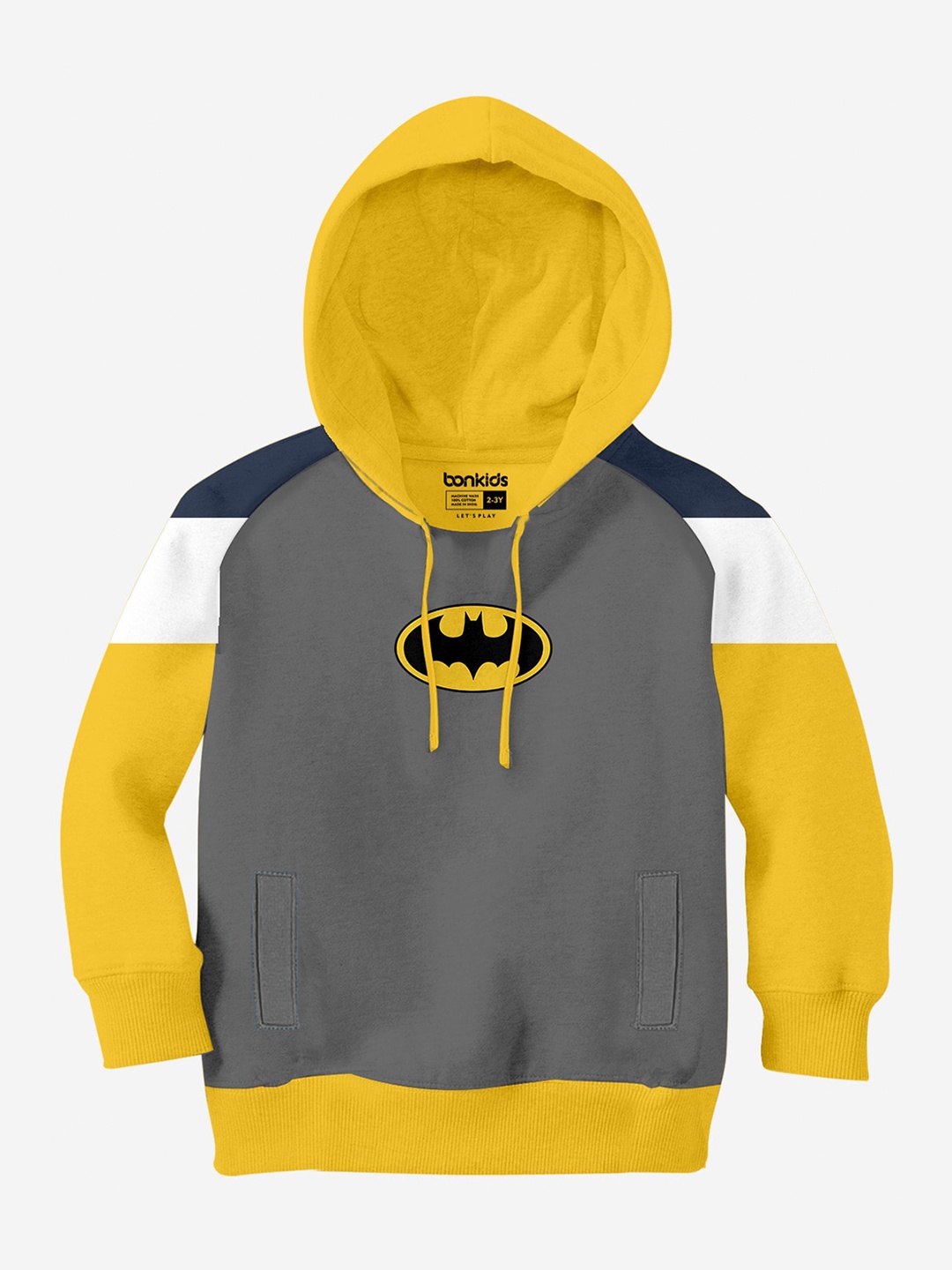 

BONKIDS Boys Colourblocked Cotton Hooded Pullover Sweatshirt, Charcoal