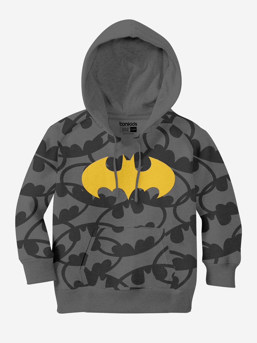

BONKIDS Boys Graphic Printed Cotton Hooded Pullover Sweatshirt, Grey