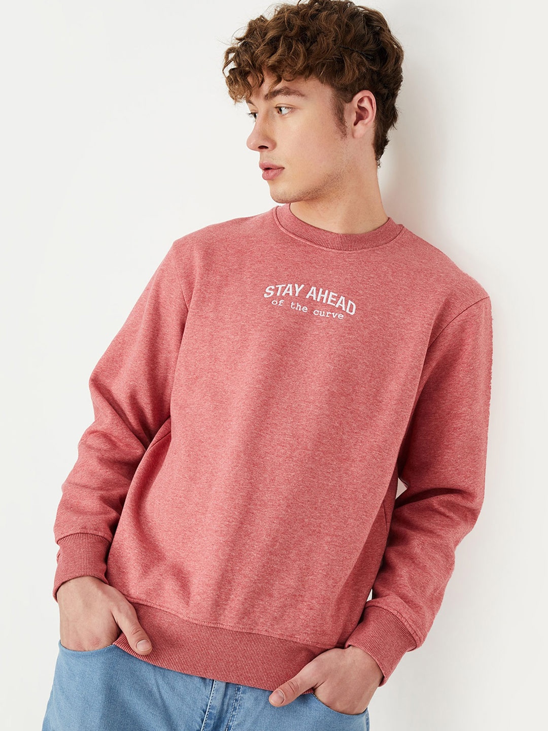 

max Typography Printed Sweatshirt, Pink