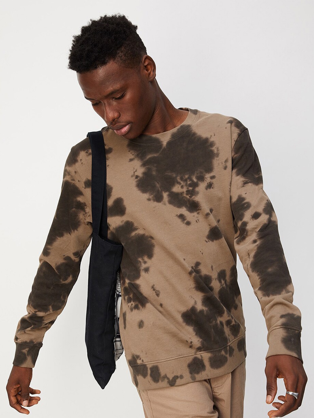 

max Abstract Printed Cotton Pullover Sweatshirt, Brown