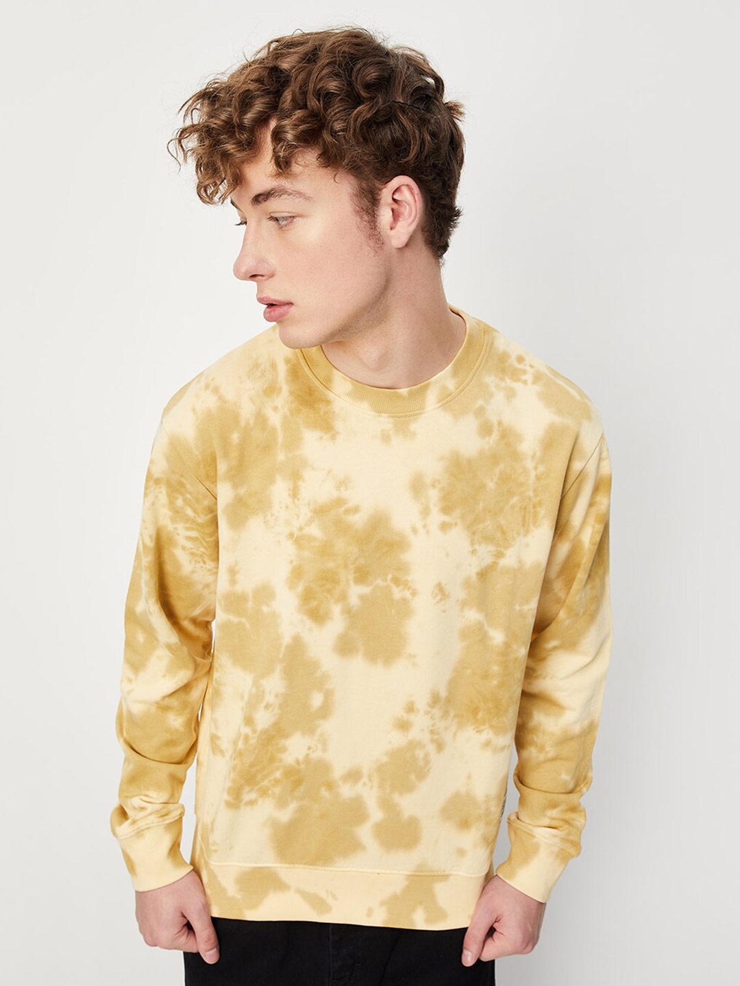 

max Abstract Printed Cotton Sweatshirt, Yellow