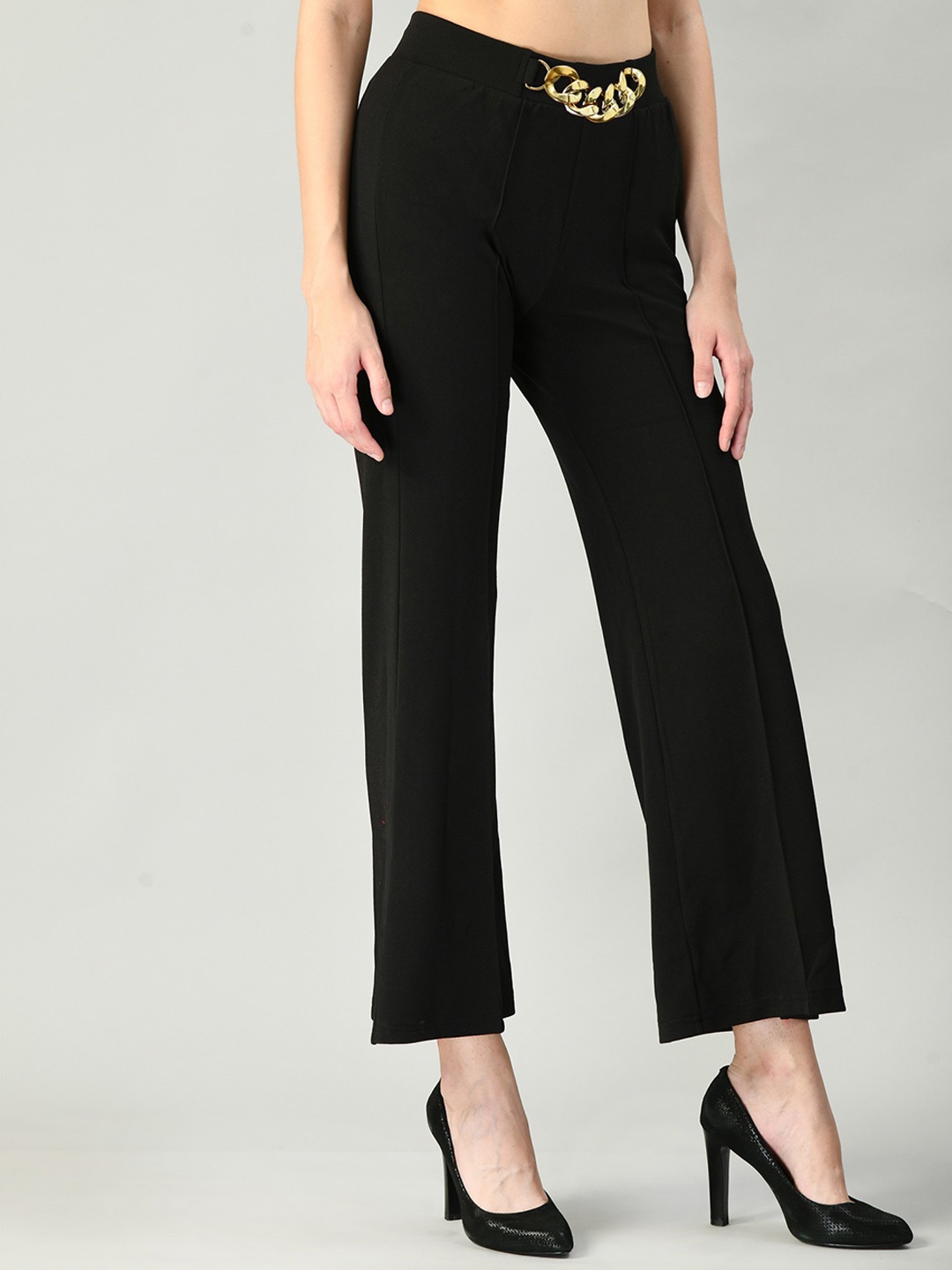 

Moshe Women Relaxed High-Rise Parallel Trousers, Black