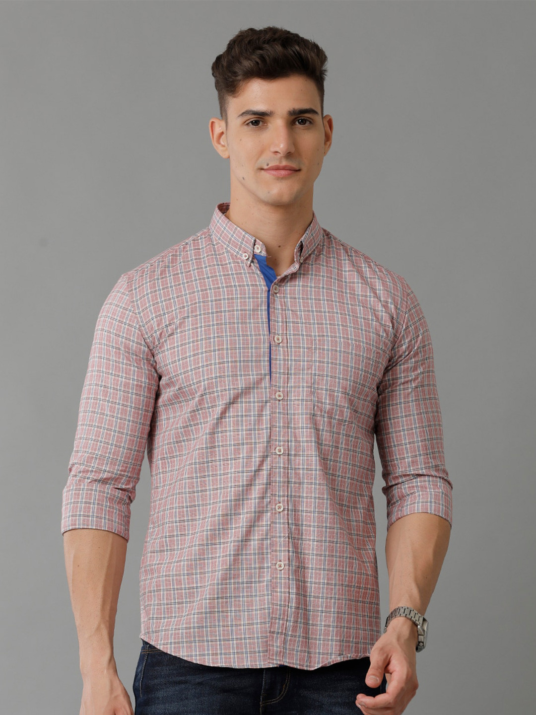 

YOVISH Comfort Checked Cotton Casual Shirt, Beige
