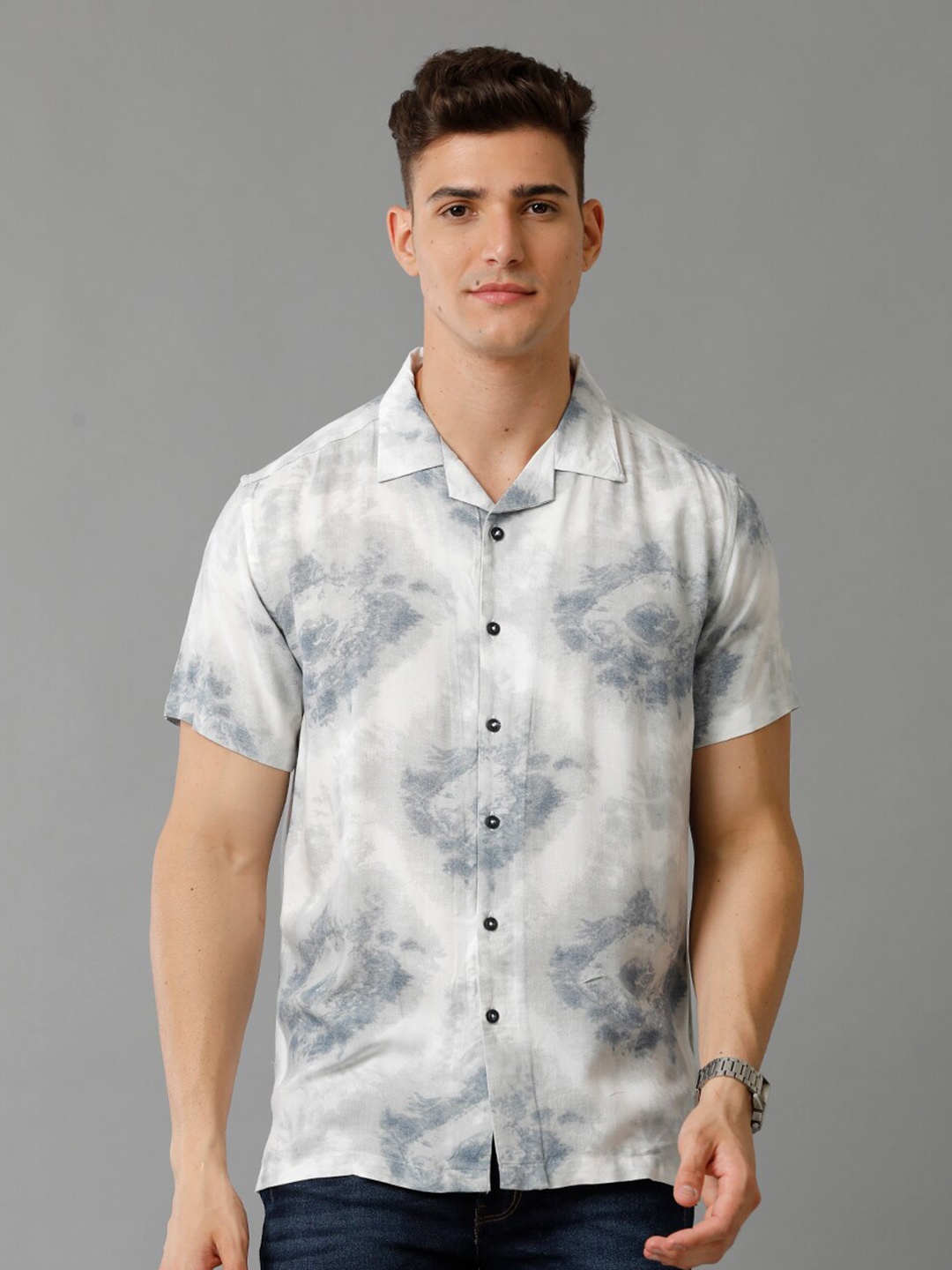 

YOVISH Comfort Opaque Printed Cotton Casual Shirt, Off white