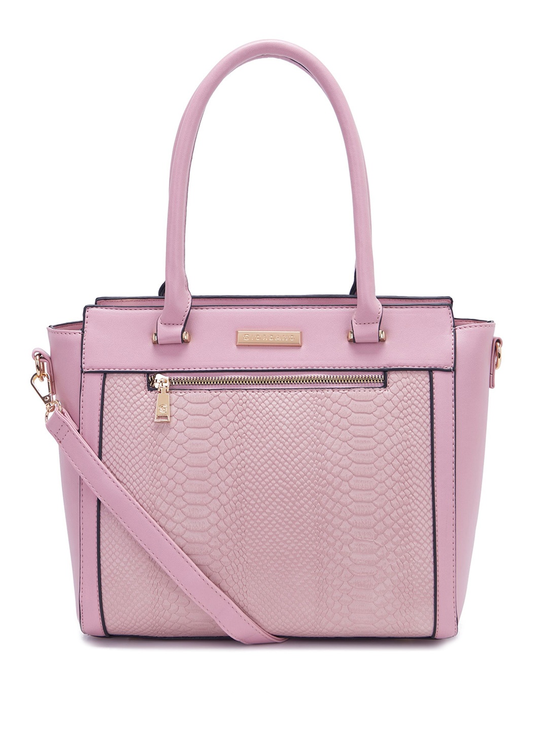 

GIORDANO Textured Structured Satchel Bag With Tablet Sleeve, Pink