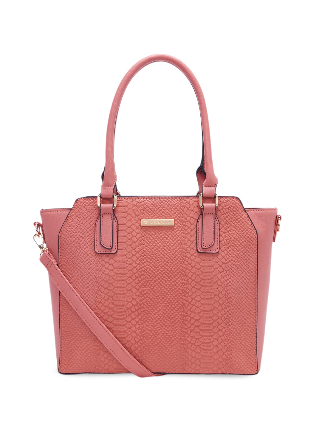 

GIORDANO Textured PU Structured Shoulder Bag, Coral