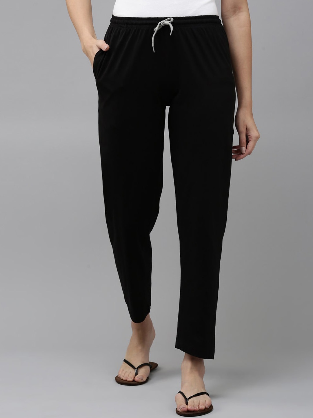 

Kryptic Women Mid-Rise Pure Cotton Regular Fit Lounge Pants, Black