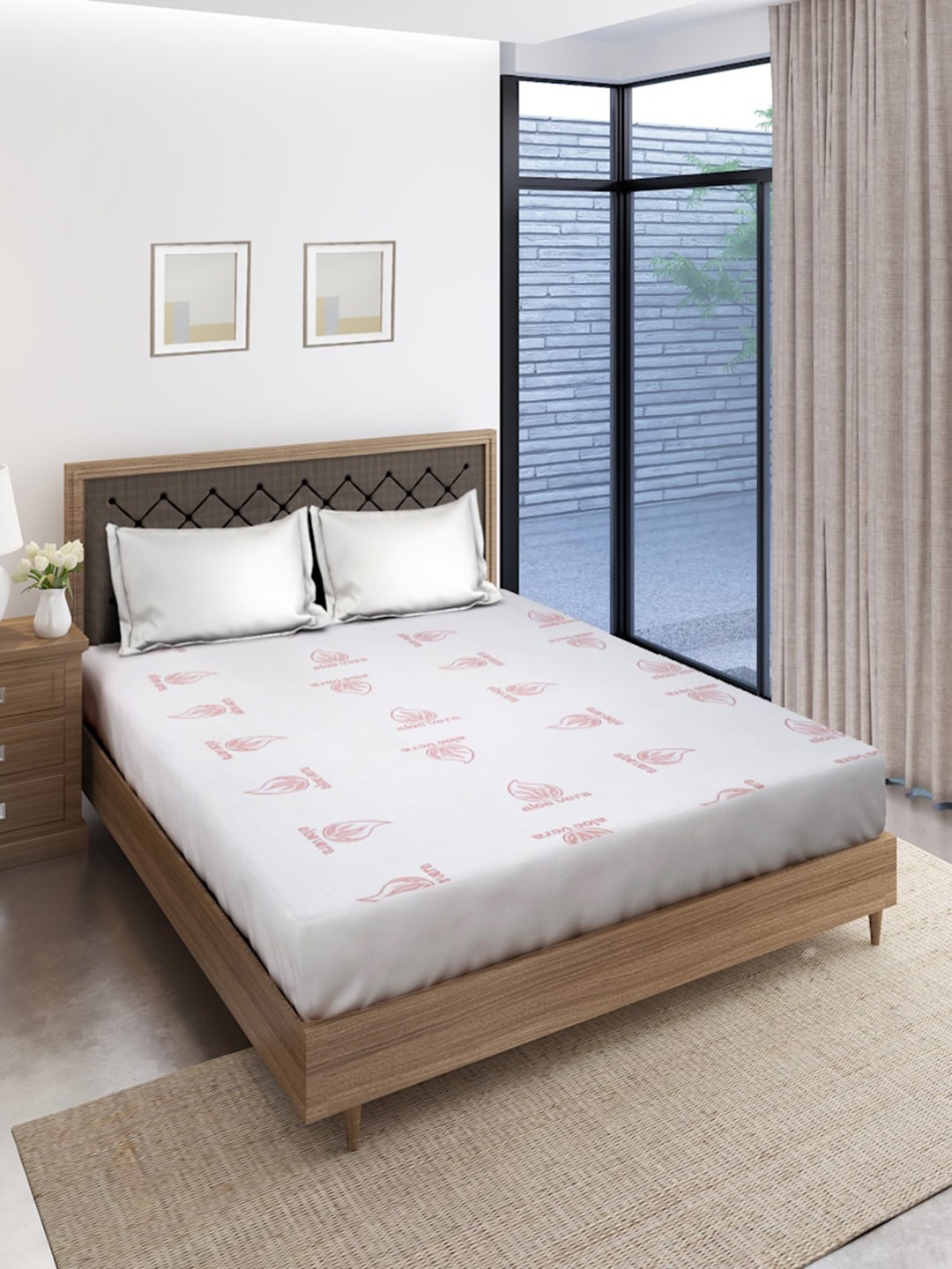 

SOKNACK White Quilted King Size Mattress Protector