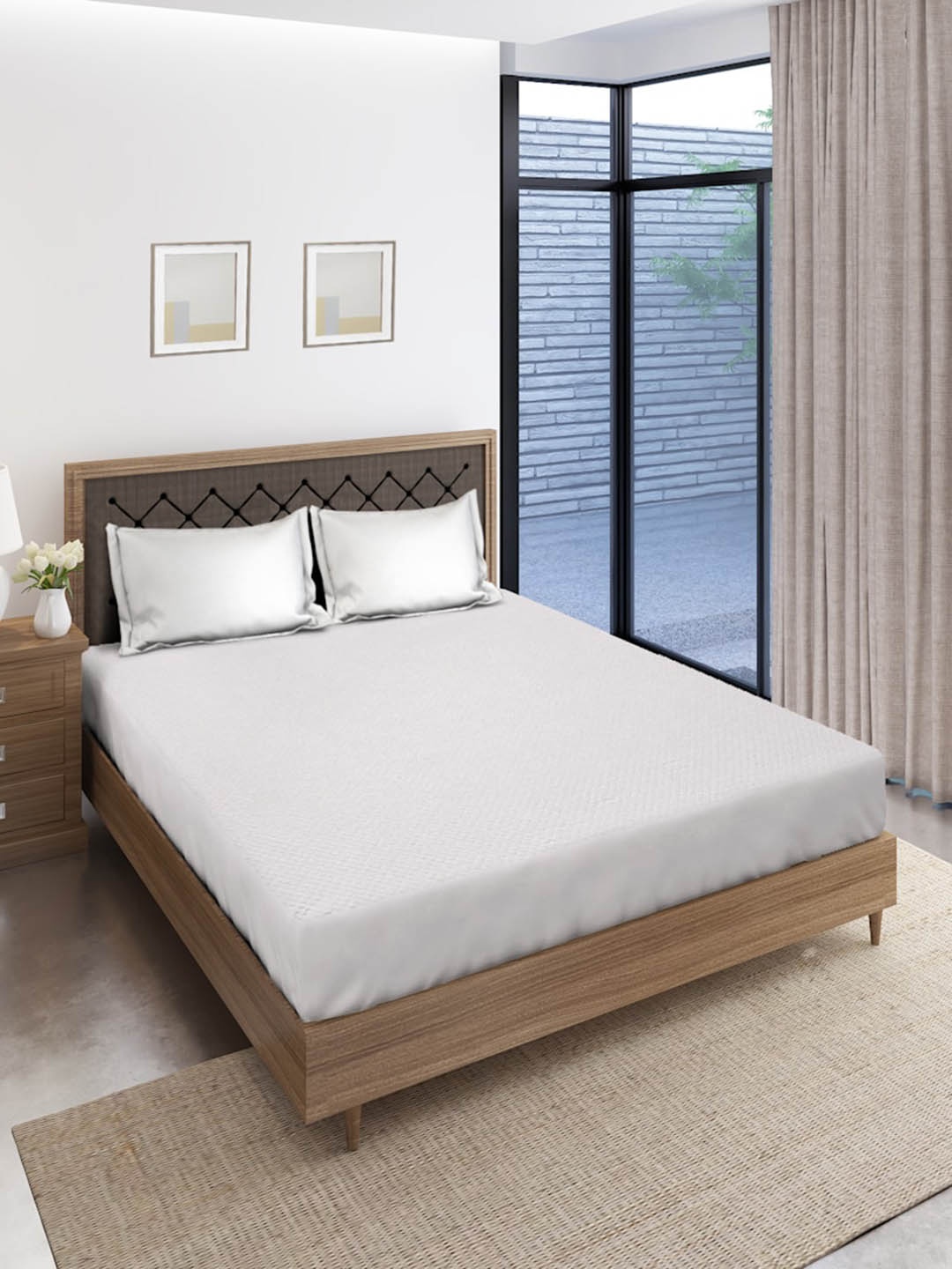 

SOKNACK White Quilted Fitted King Size Mattress Protector