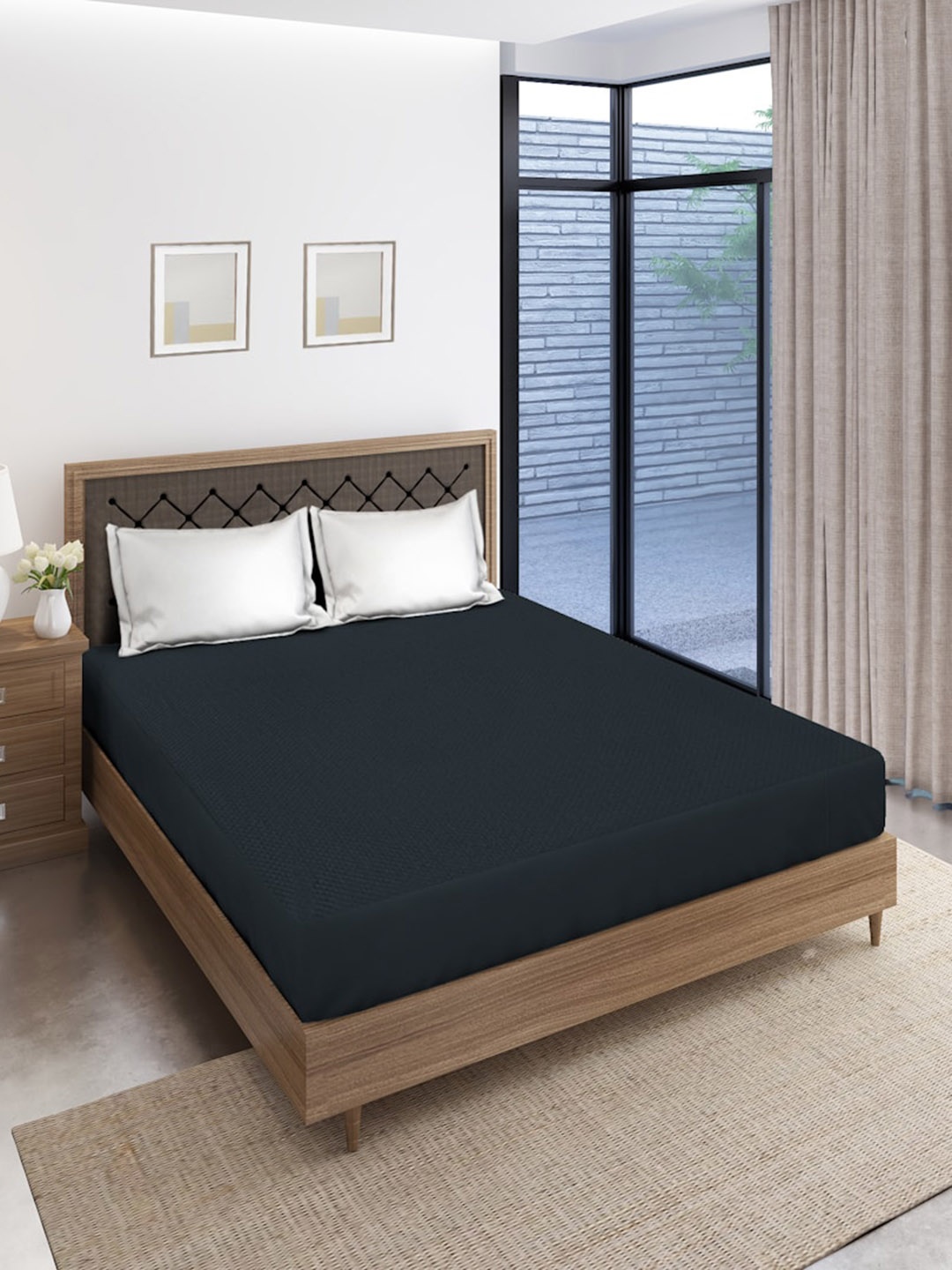 

SOKNACK Grey Quilted Fitted King Size Mattress Protector