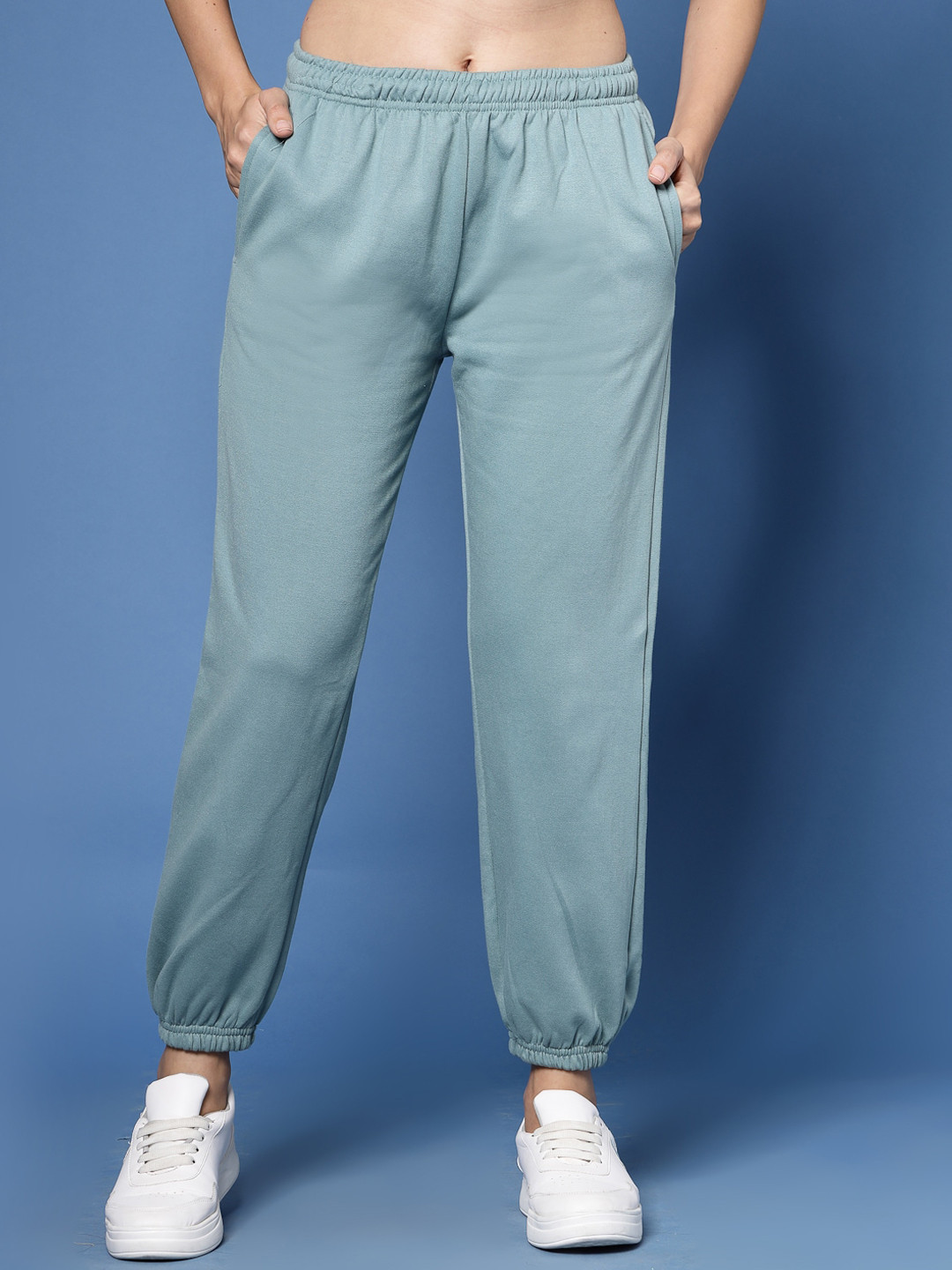

DressBerry Women Mid-Rise Cotton Joggers, Blue