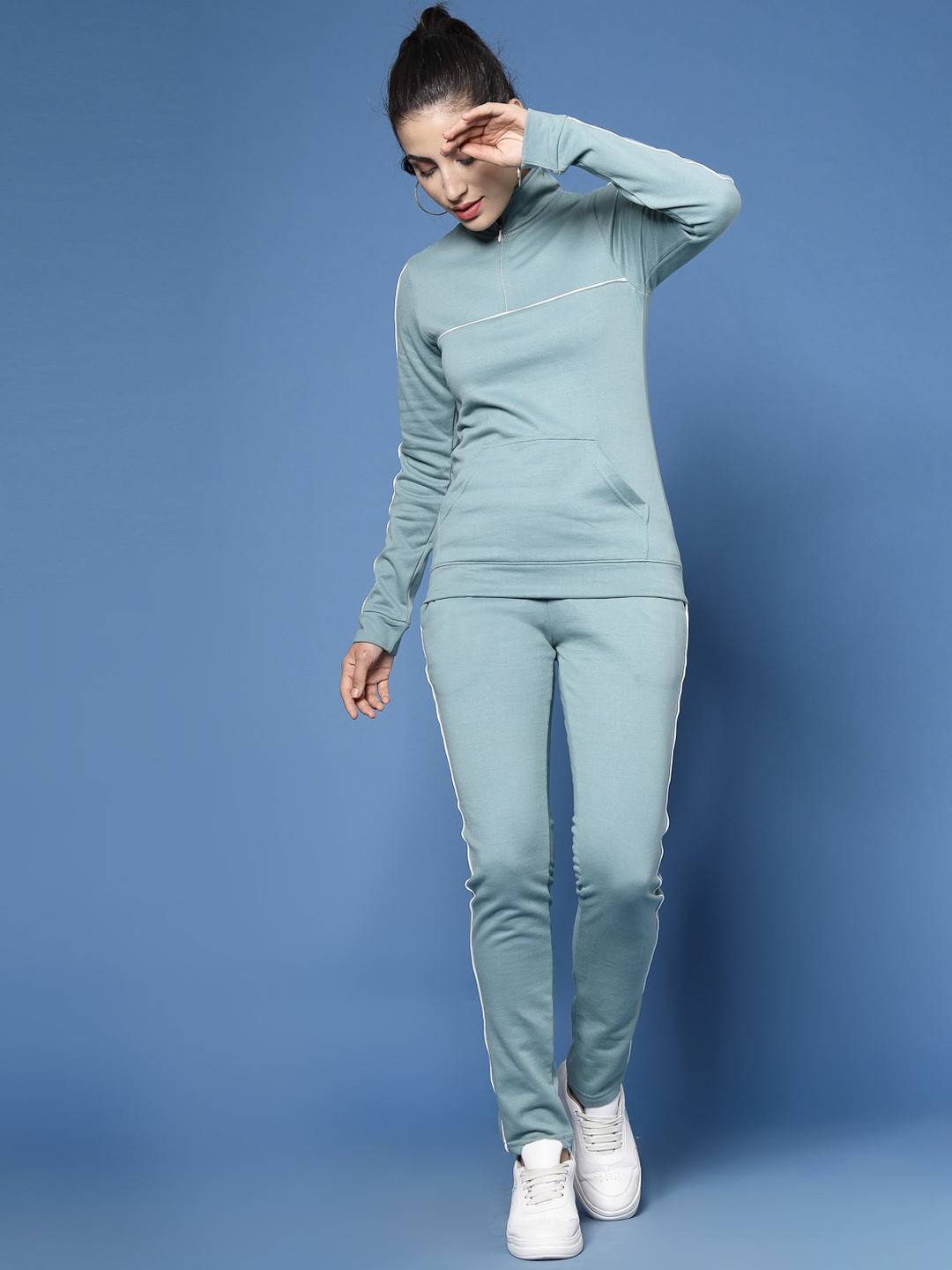

DressBerry Mock Neck Half-Zip Tracksuit, Blue