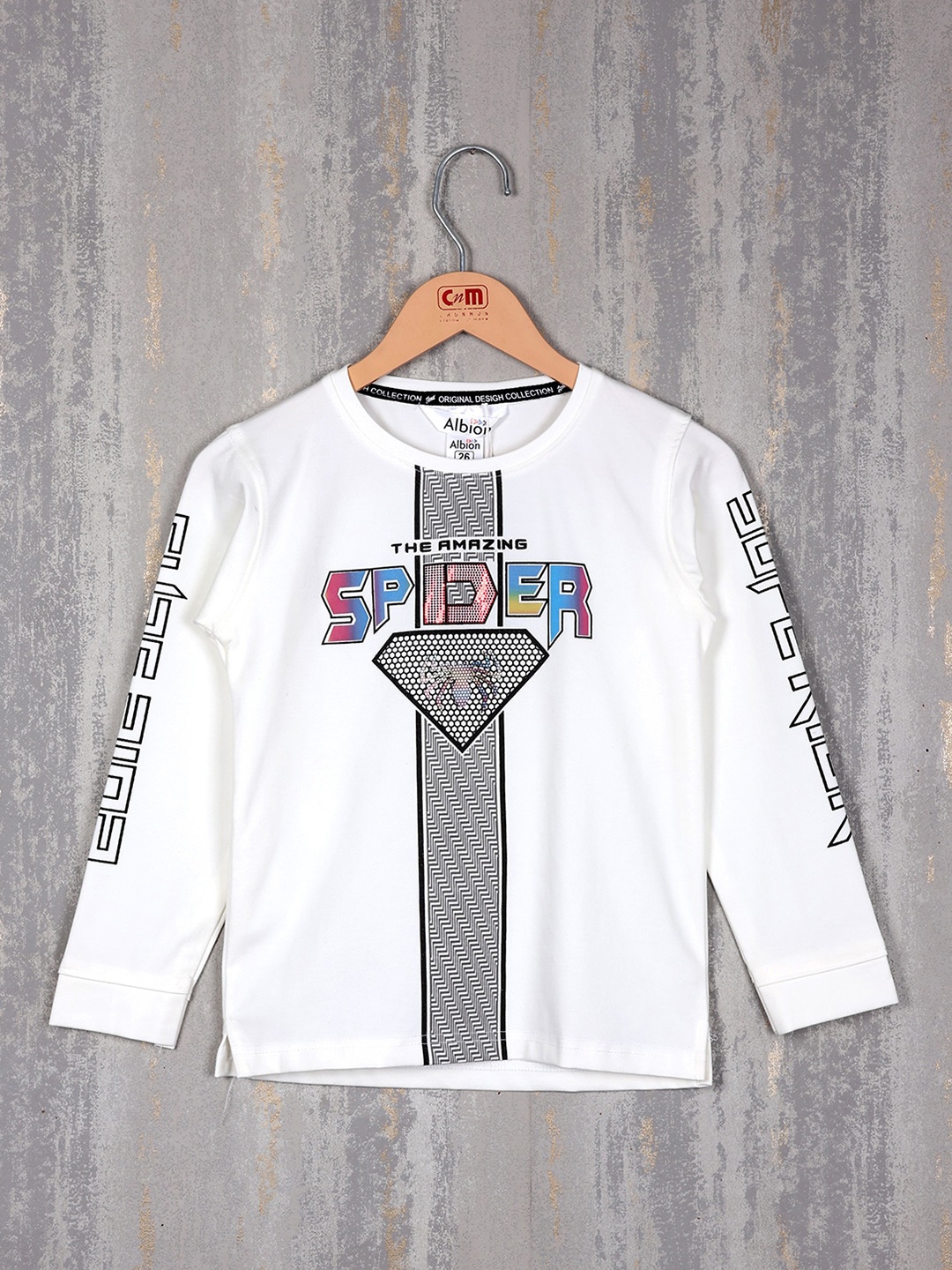 

Albion Boys Graphic Printed Pure Cotton Pullover, White